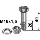 Schraube mit Sicherungsmutter - M16x1,5 - 12.9