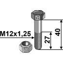 Schraube mit Sicherungsmutter - M12x1,25 - 12.9