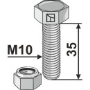 Schraube mit Sicherungsmutter - M10x1- 10.9