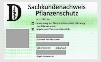 Sachkundenachweis Pflanzenschutz im Scheckkartenformat